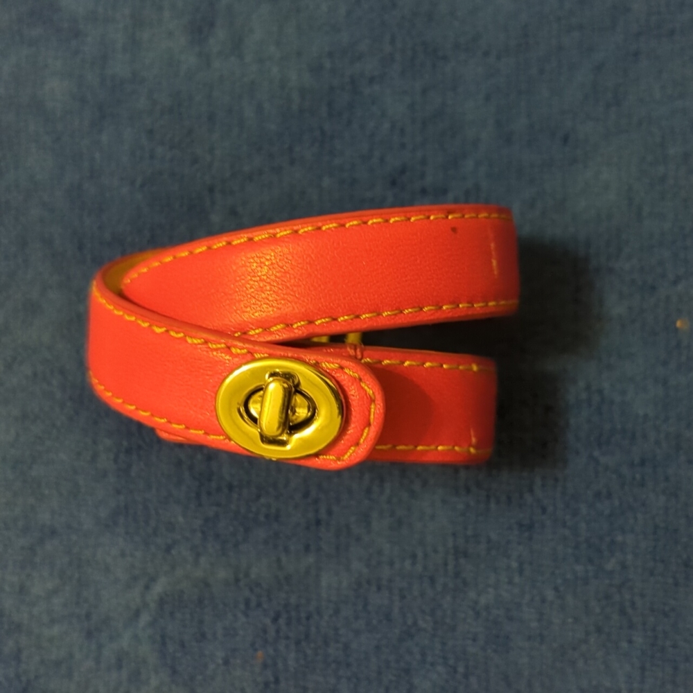 Coach pink leather wrap bracelet